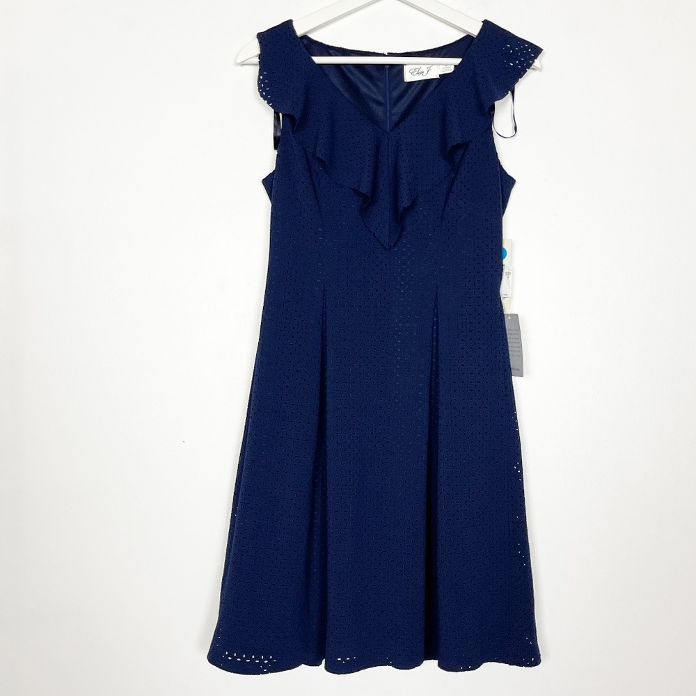 Eliza J Women's Dress Size 6P 6 Petite Blue Fit and Flare Lined Sleeveless NWT